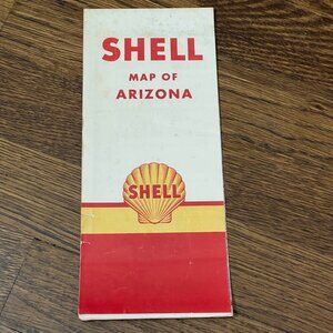 Vintage Shell Map of Arizona Folding Road Map Mid-1950s Oil Gas Station Travel